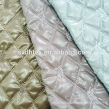 diamond emroidered quilting fabric nylon, oil cire waterproof nylon quilting fabric for winter coat